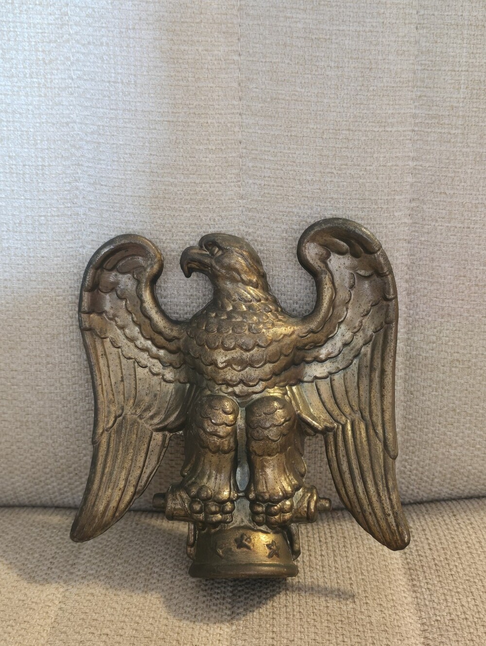 Vintage Antique Solid Cast Brass Eagle Flagpole Topper